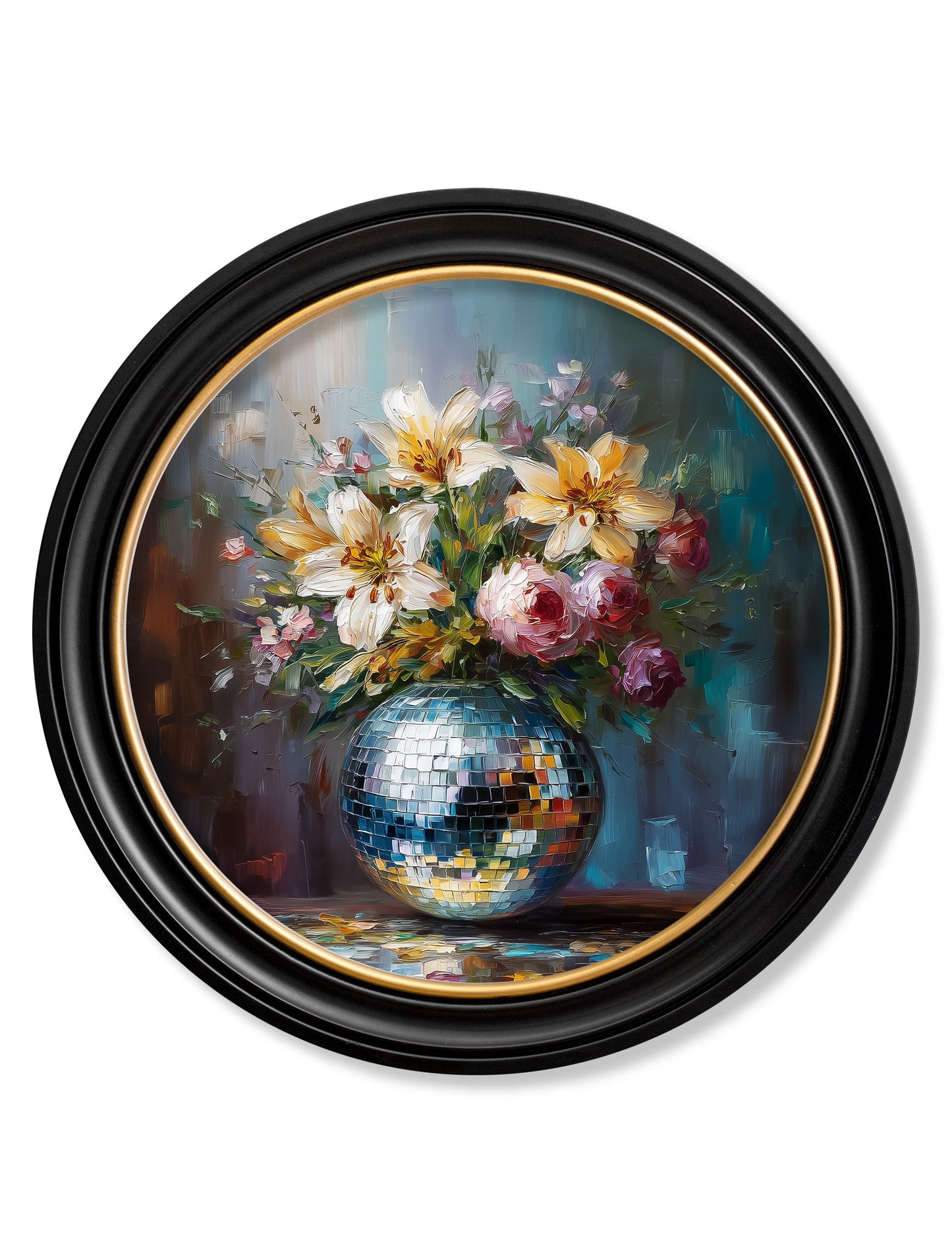Disco Lilies & Roses – Oxford Round Frame detail – Leya Buster Interiors