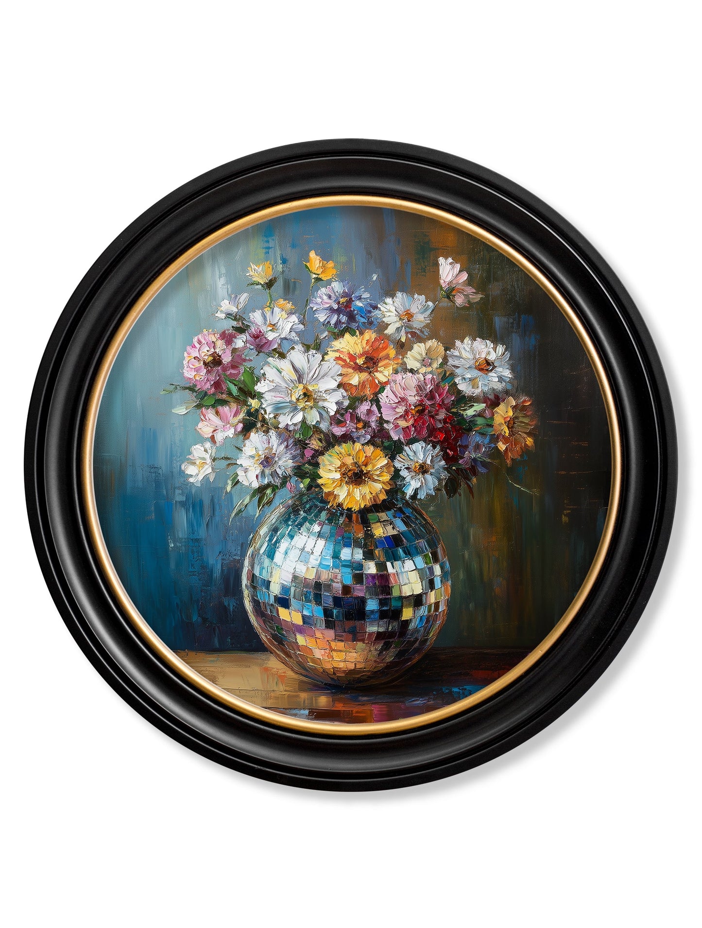 Disco Wildflowers – Oxford Round Frame detail – Leya Buster Interiors