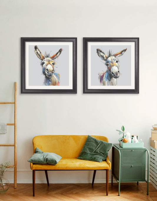 Donkey Jack & Jennet Cosy Sketch – Black Hurstwood Square Frame – framed wall art at Leya Buster Interiors