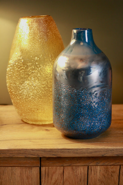 Dark Blue Handmade Vase styled view – Leya Buster Interiors