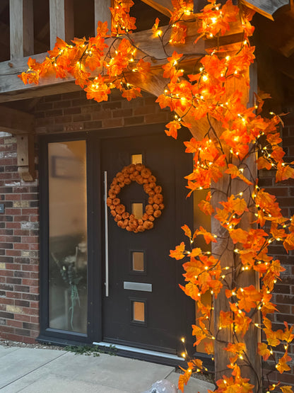 Warm White LED Maple Garland detail – Leya Buster Interiors