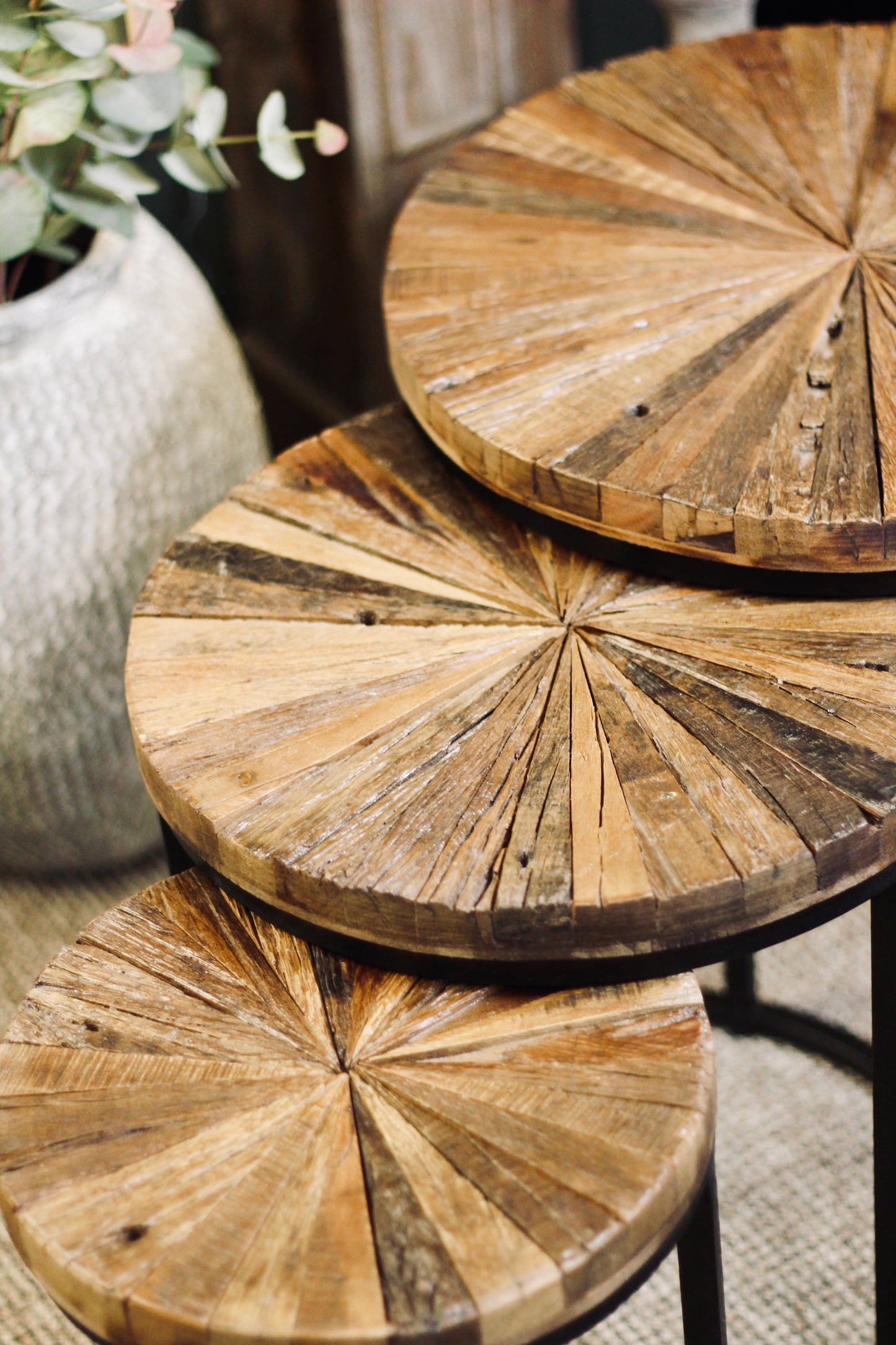 Natural Wood Nest Of 3 Tables