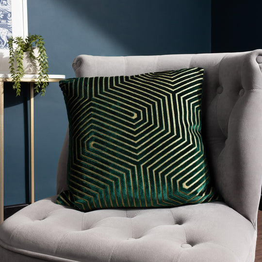 Shimmer Velvet Cushion - Emerald