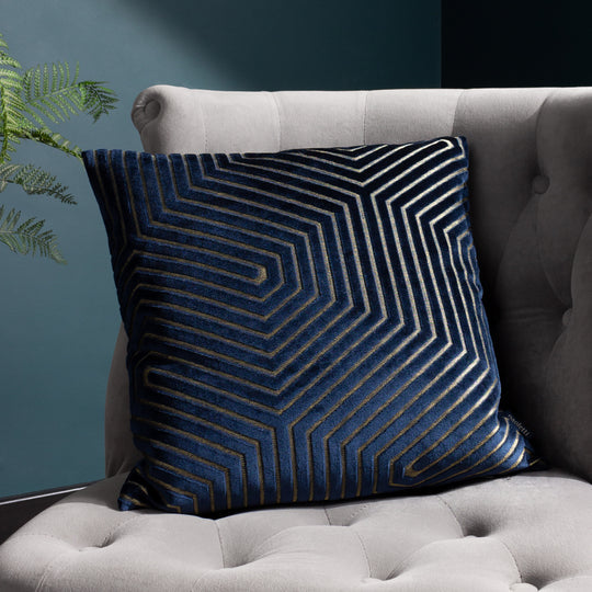 Shimmer Velvet Cushion - Navy