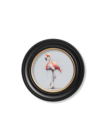 Pink Flamingo Cosy Sketch – Oxford Round Frame styled view – Leya Buster Interiors