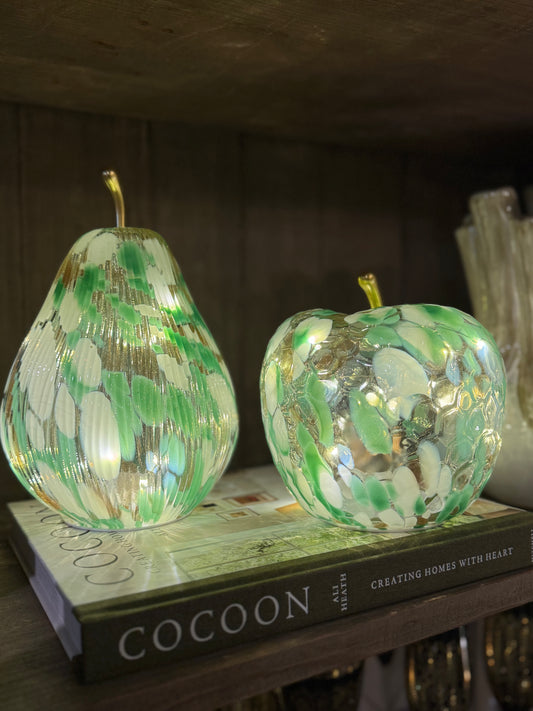 LED Green Spotted Decorative Glass Pear