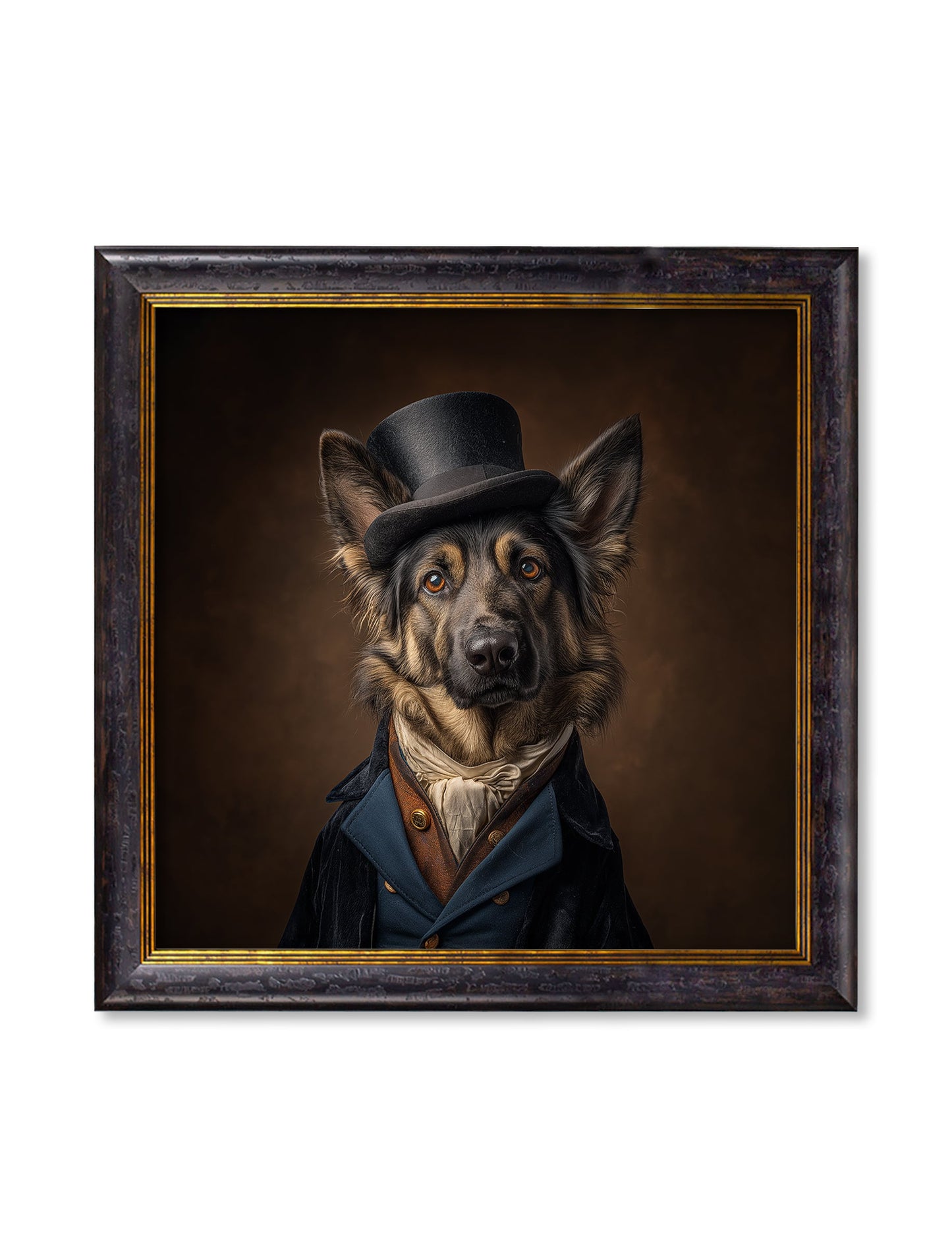 Count Von Shepherd – Gentleman German Shepherd Oxford Square Frame detail – Leya Buster Interiors
