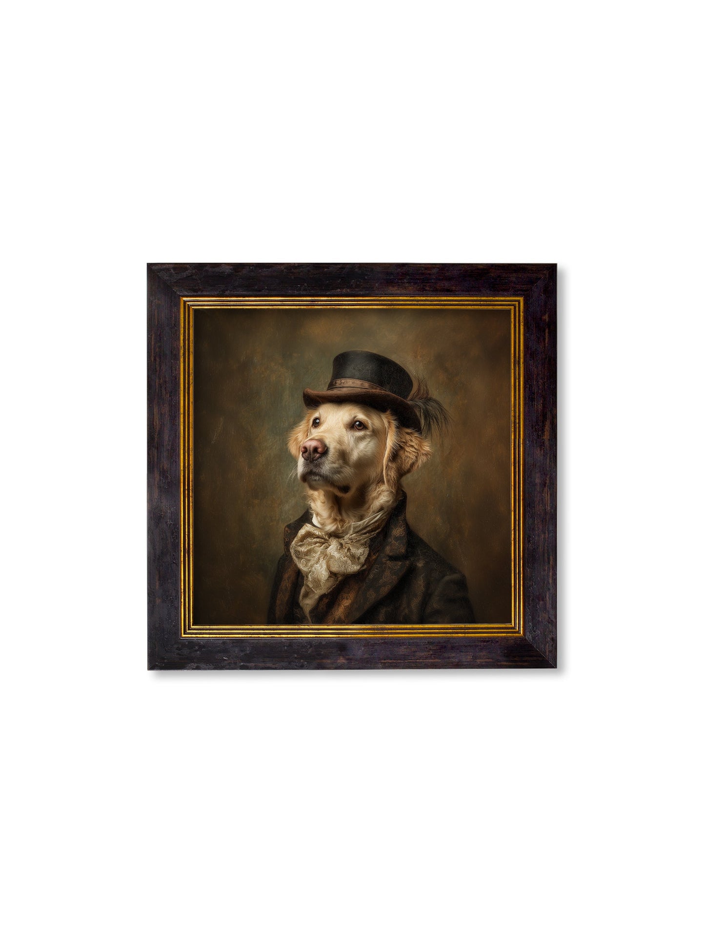 Lord Goldpaw – Gentleman Golden Labrador Oxford Square Frame styled view – Leya Buster Interiors