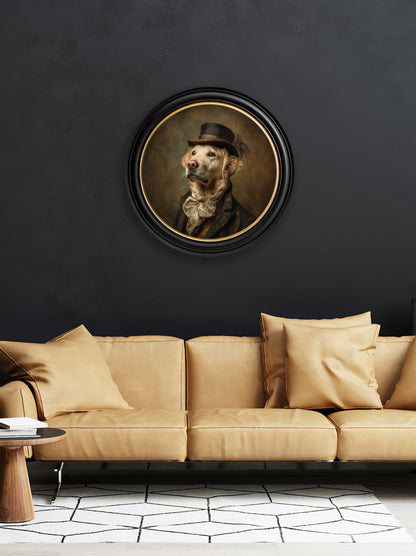 Lord Goldpaw – Gentleman Golden Labrador Oxford Round Frame – fine home fragrance at Leya Buster Interiors