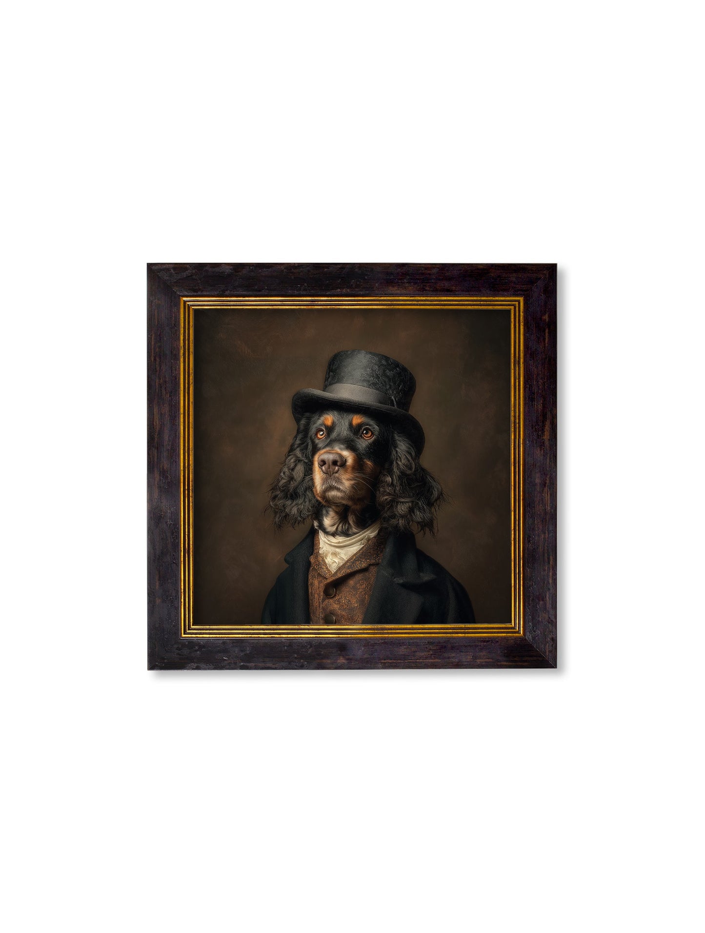 Duke Gordy of Tails – Gentleman Gordon Setter Oxford Square Frame styled view – Leya Buster Interiors