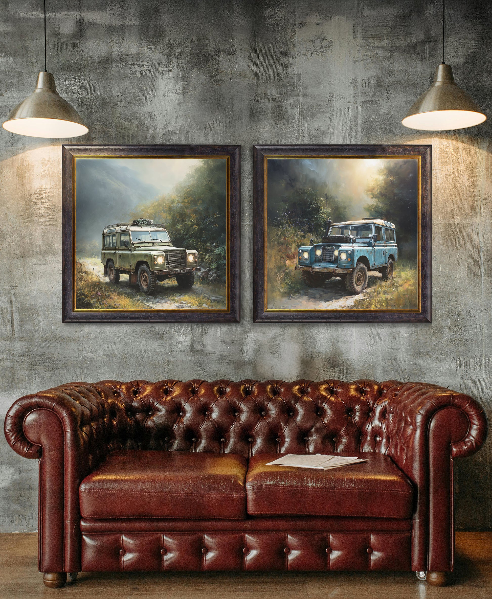 Country Track Defender Green – Oxford Square Frame styled view – Leya Buster Interiors