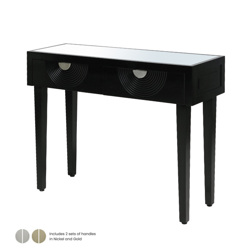Black 2 Draw Console Table