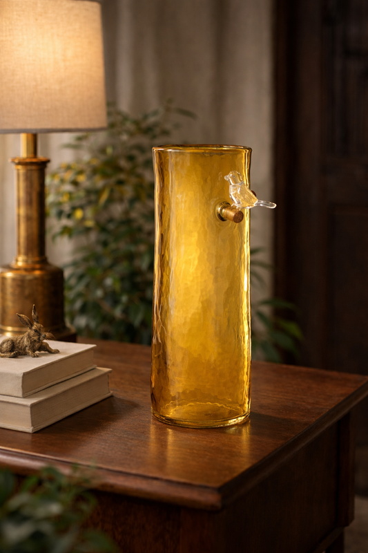 Glass Amber Bird Vase