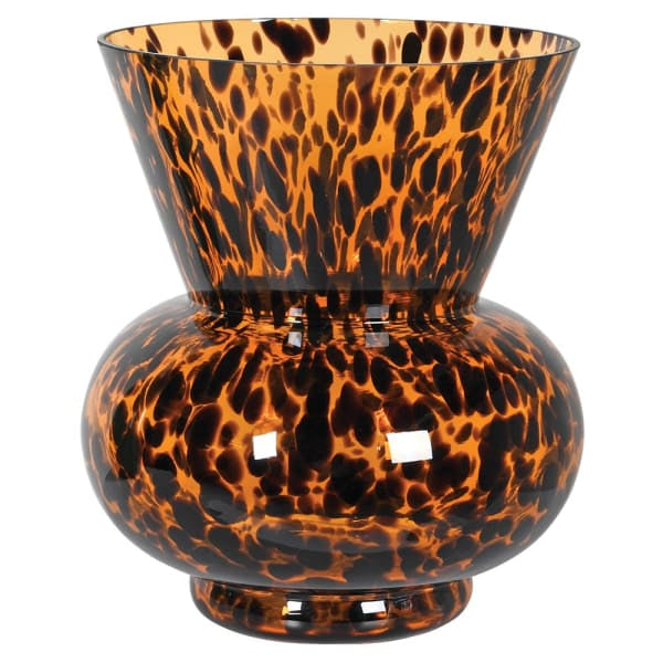 Large Tortoise Amber Glass Vase