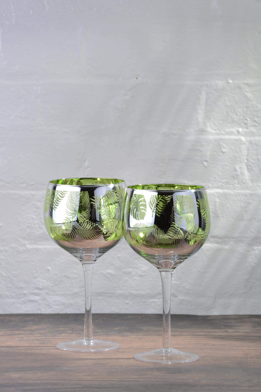 Tropical green palm gin glass