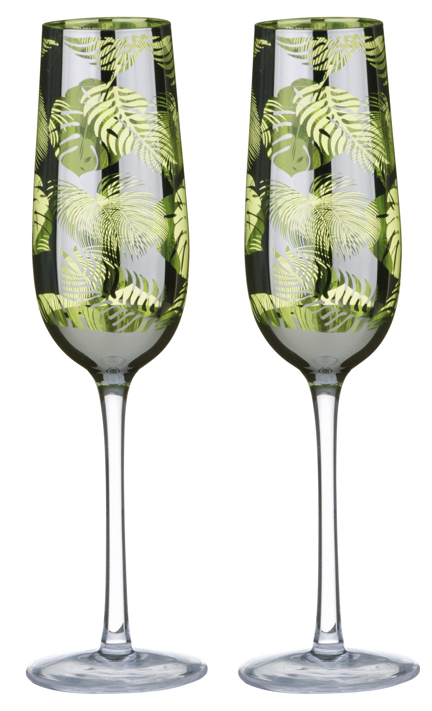 Tropical Palm Champagne Flutes Set Of 2