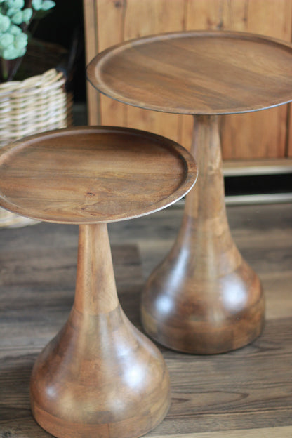 Large Mango Wood Pedestal Side Table styled view – Leya Buster Interiors