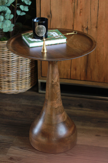 Large Mango Wood Pedestal Side Table – side table at Leya Buster Interiors