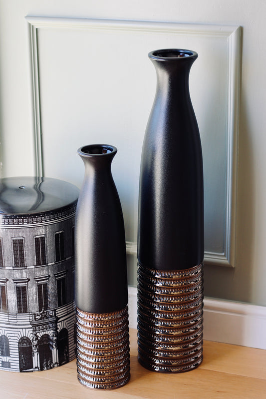 Black & Bronze Textured Floor Vase | Small & Large