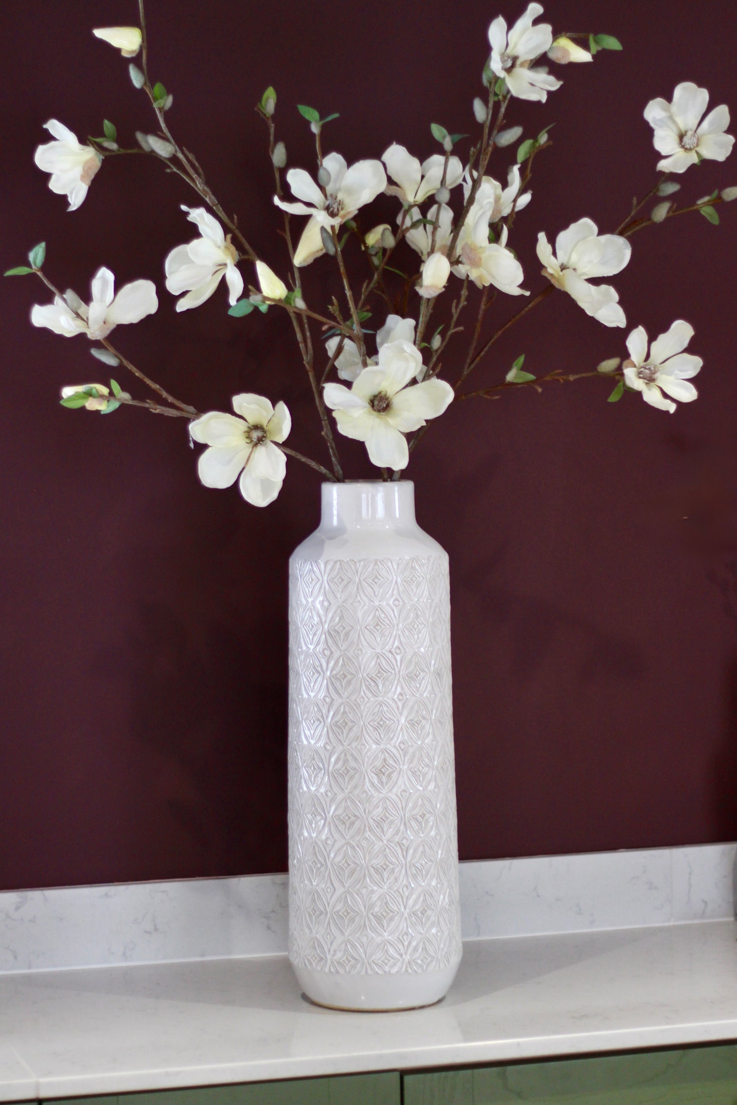 White Carved Ceramic Vase | Small & Large