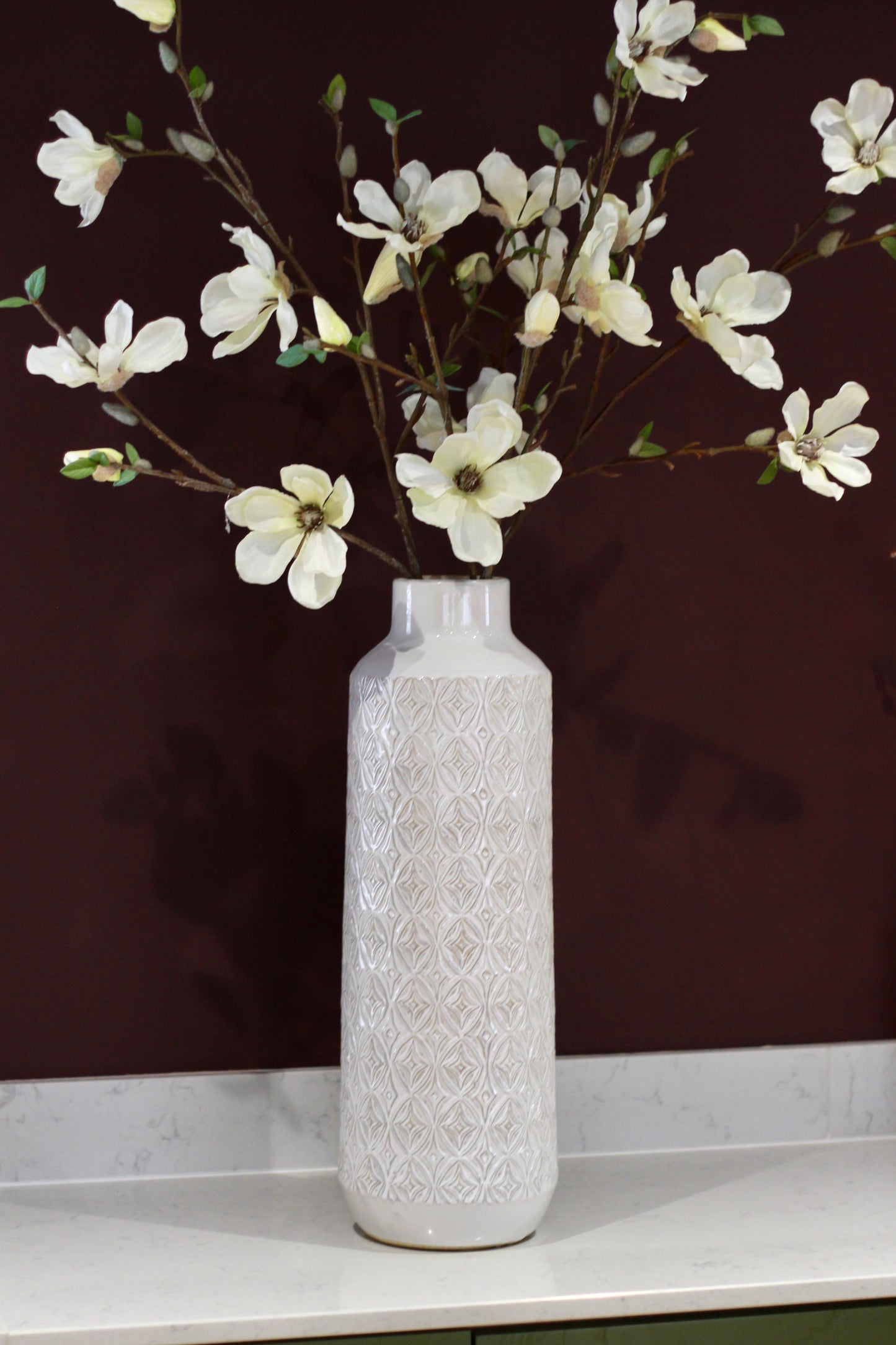 White Carved Ceramic Vase | Small & Large