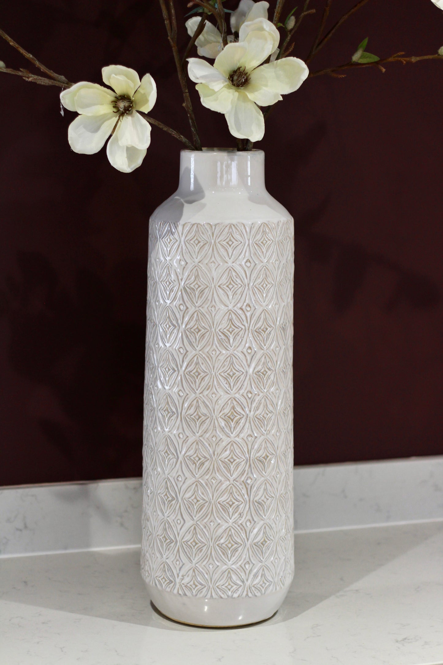 White Carved Ceramic Vase | Small & Large