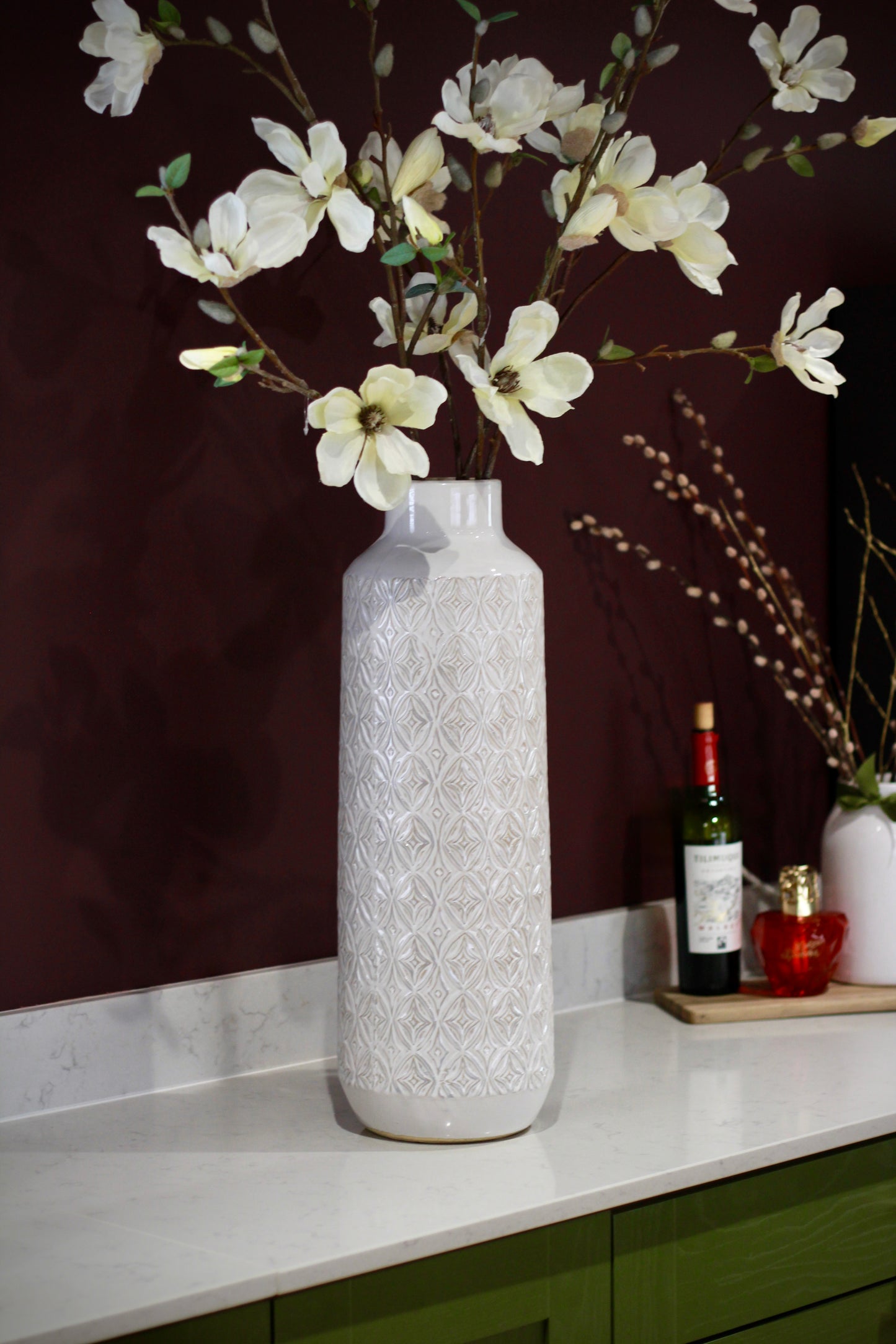 White Carved Ceramic Vase | Small & Large