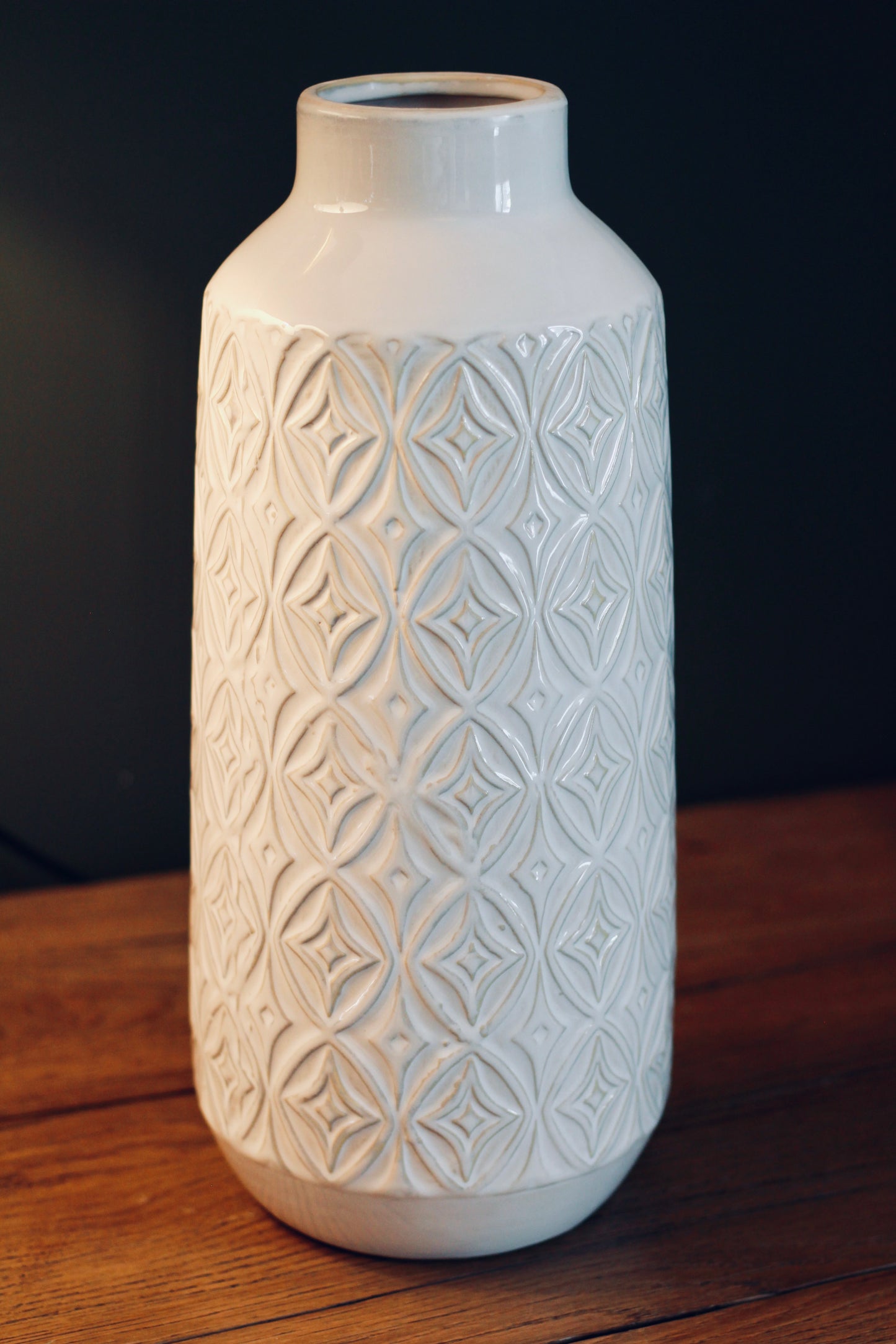 White Carved Ceramic Vase | Small & Large