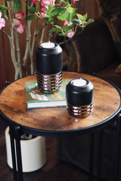Black & Bronze Tealight Holder | Small & Large styled view – Leya Buster Interiors