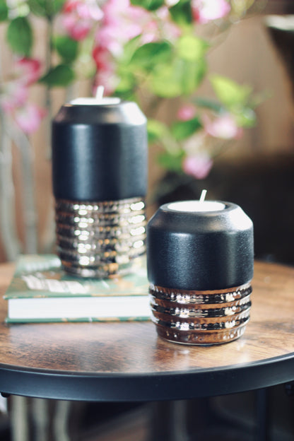 Black & Bronze Tealight Holder | Small & Large detail – Leya Buster Interiors