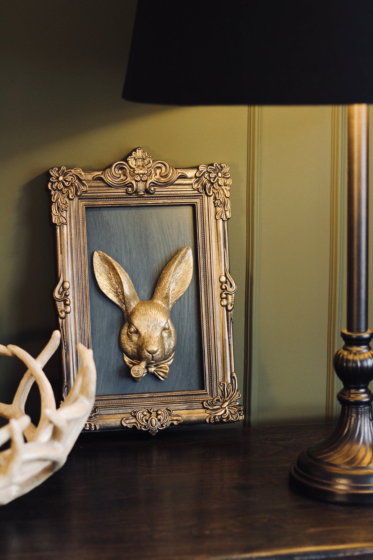 Framed Rabbit Wall Art wall decoration detail