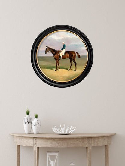 c.1840 Horse and Jockey – Round Frame – framed wall art at Leya Buster Interiors