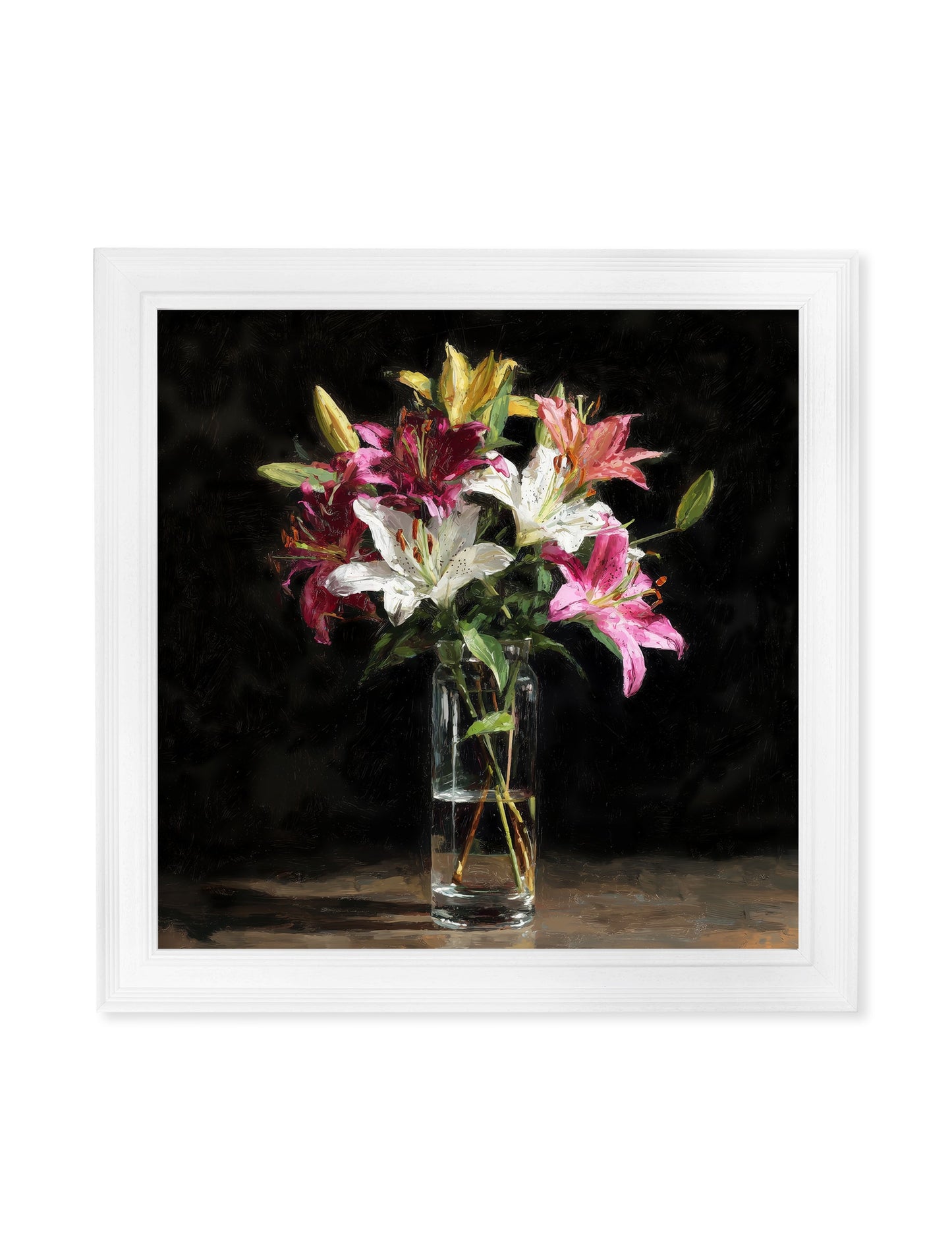 Lilies After Dark - White Hurstwood Square Frame