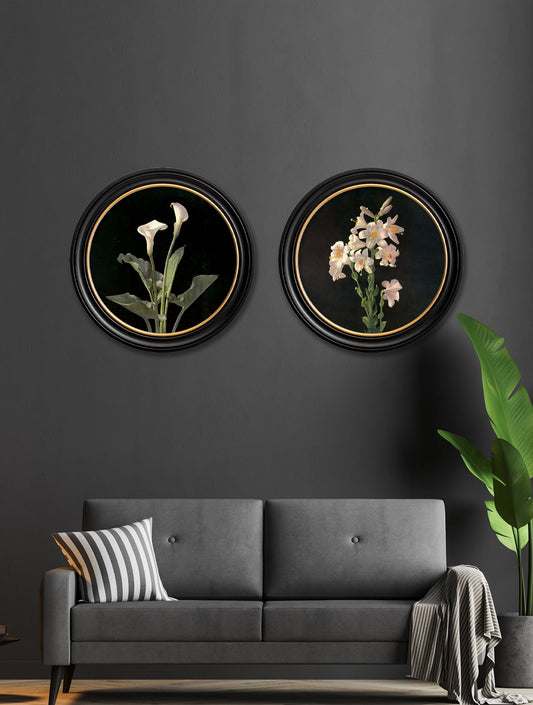 c.1874 George Cochran Lambdin Lillys – Round Frame – framed wall art at Leya Buster Interiors