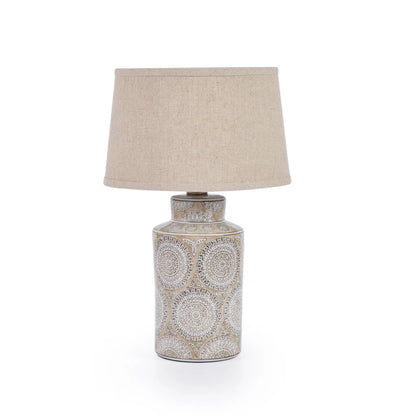 Neutral Circle Patterned Table Lamp detail – Leya Buster Interiors