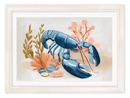 Pastel Shoreline Lobster & Crab – Cream Hurstwood Frame styled view – Leya Buster Interiors