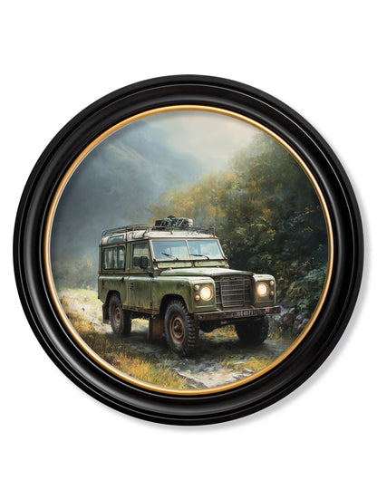 Country Track Defender Green – Oxford Round Frame detail – Leya Buster Interiors