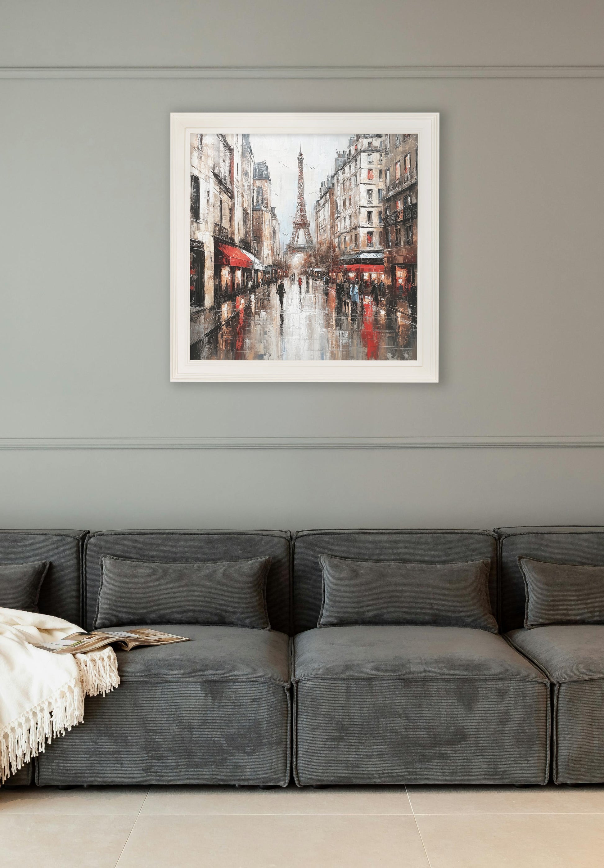 Paris Eiffel Tower – Cream Hurstwood Square Frame – framed wall art at Leya Buster Interiors