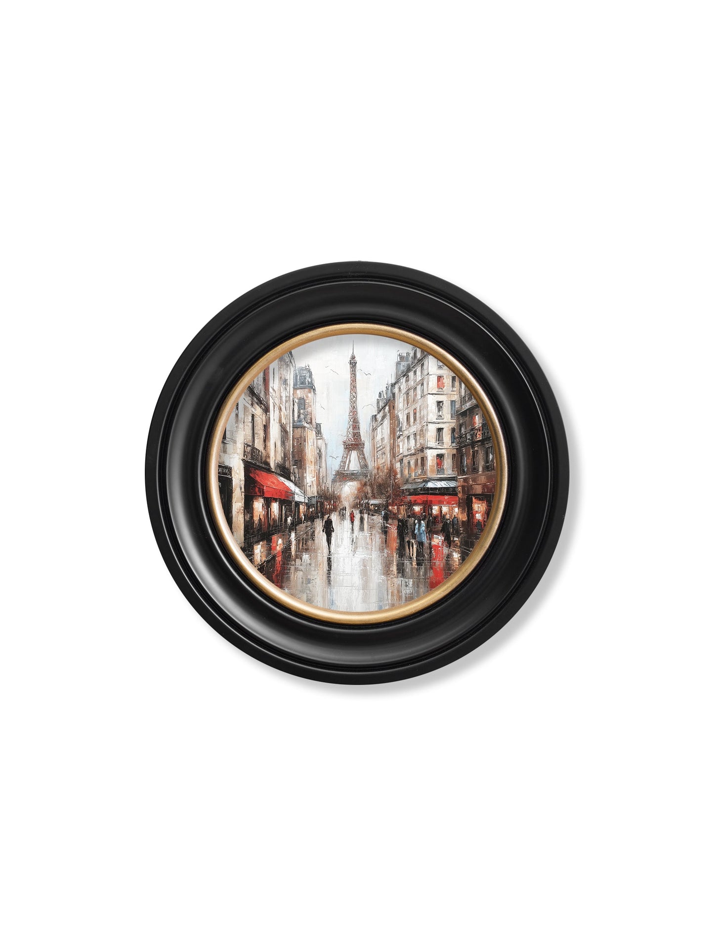 Paris Eiffel Tower – Oxford Round Frame styled view – Leya Buster Interiors