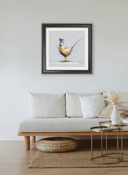 Plump Pheasant Cosy Sketch – Black Hurstwood Square Frame – framed wall art at Leya Buster Interiors