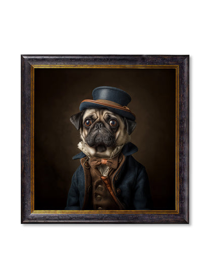 Sir Puggington – Gentleman Pug Oxford Square Frame detail – Leya Buster Interiors