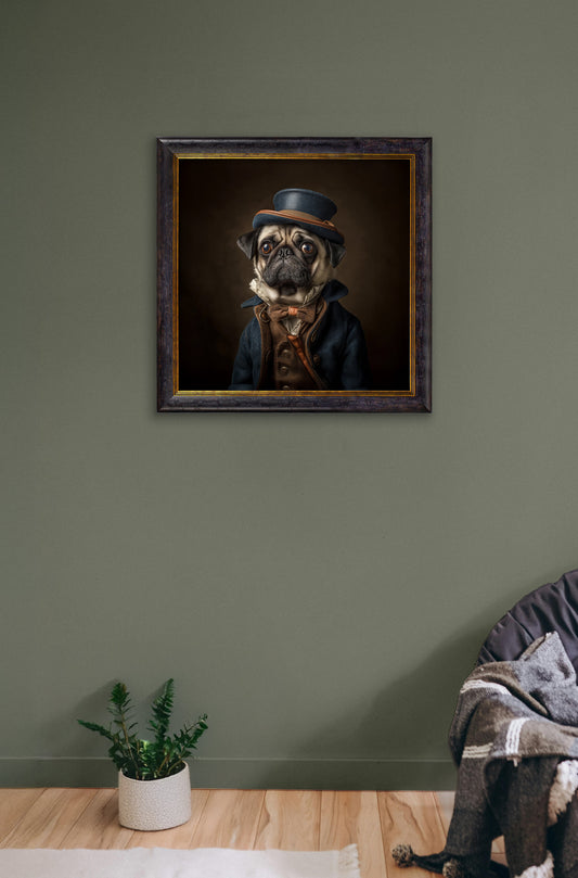 Sir Puggington - Gentleman Pug Oxford Square Frame