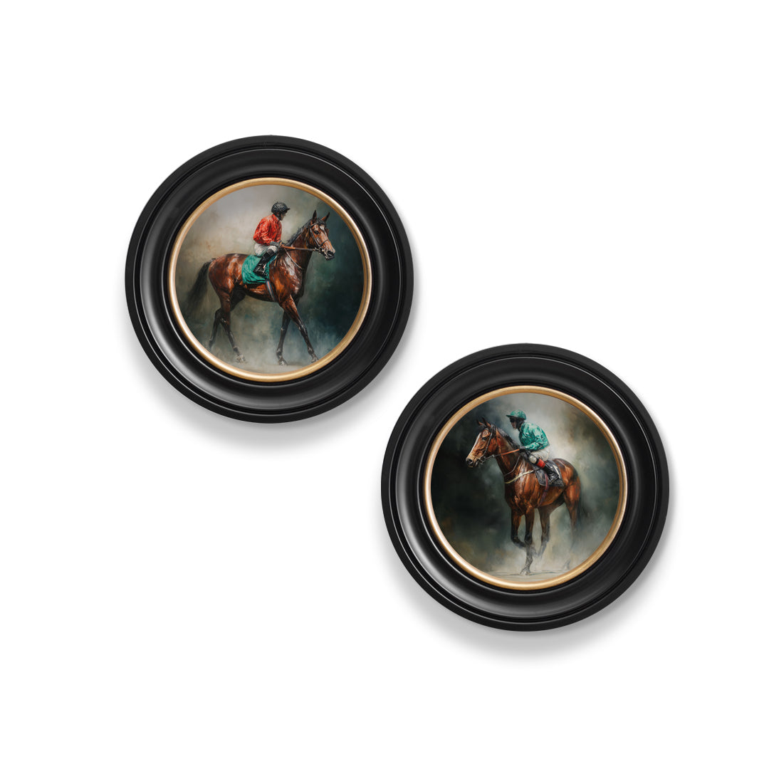 The Irish Racehorses – Oxford Round Frame styled view – Leya Buster Interiors
