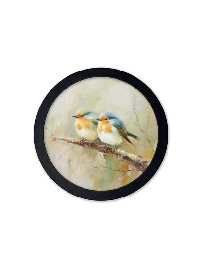Garden Birds – 30cm Black Round Box Frame styled view – Leya Buster Interiors