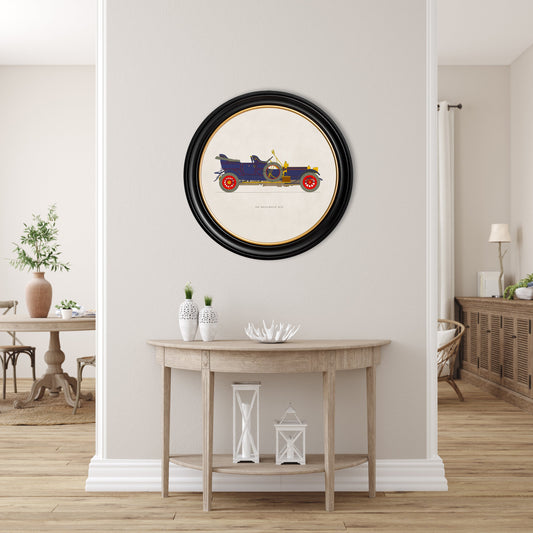 1908 ROLLS – ROYCE 40/50 in Round Frame – framed wall art at Leya Buster Interiors