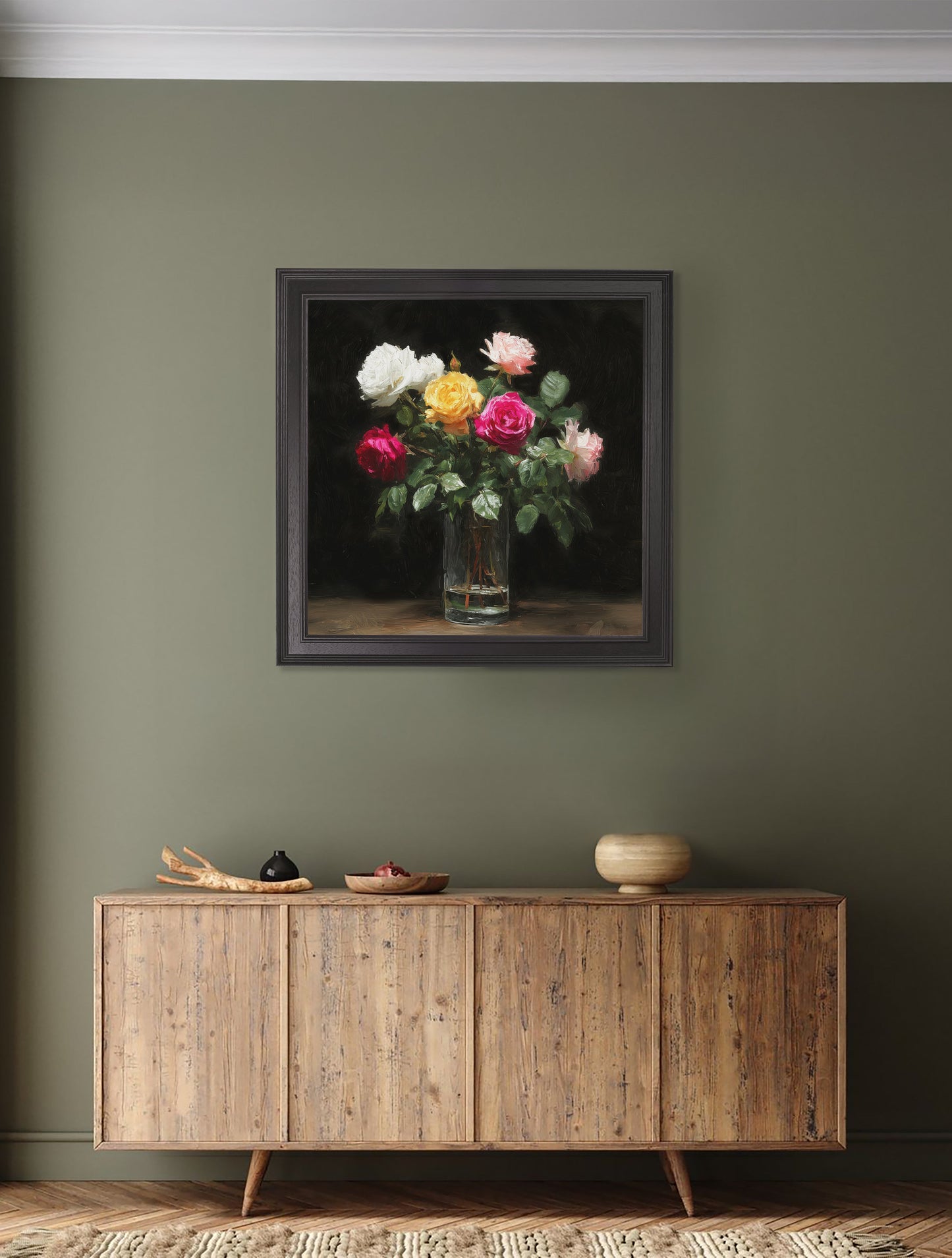 Roses After Dark - Black Hurstwood Square Frame