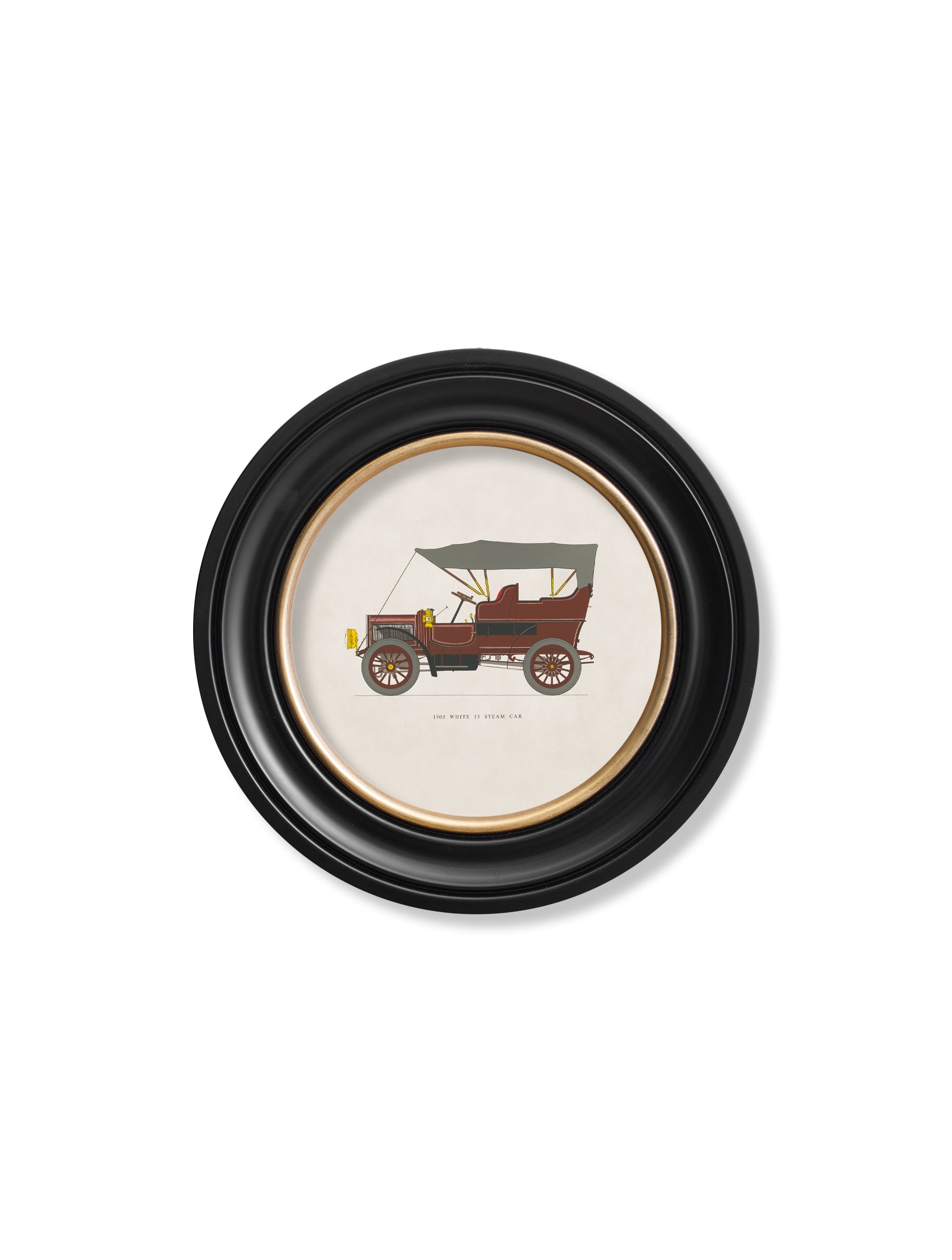 1905 WHITE 15 STEAM CAR in Round Frame styled view – Leya Buster Interiors