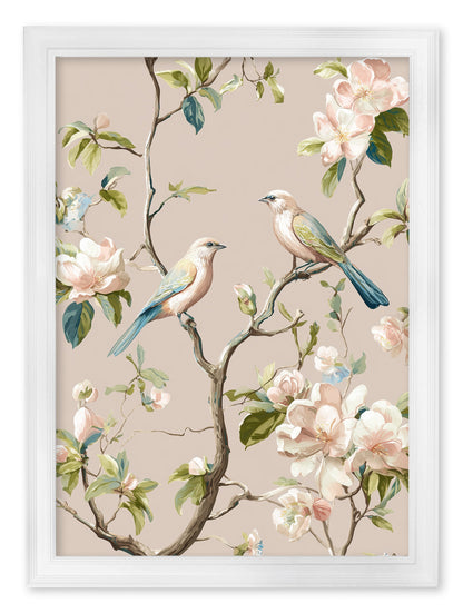 Blossom Songbirds – White Hurstwood Frame styled view – Leya Buster Interiors