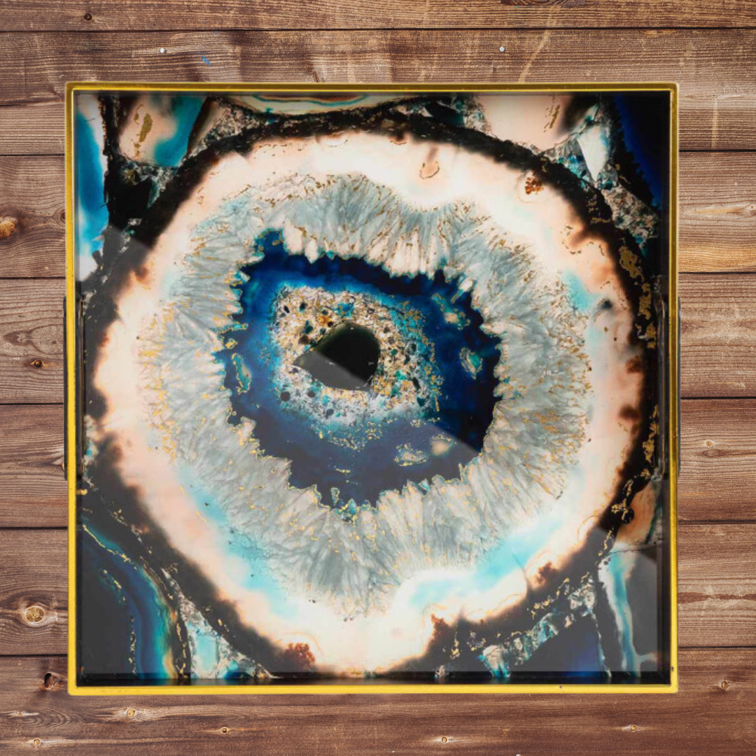 Blue Abstract Tray Square