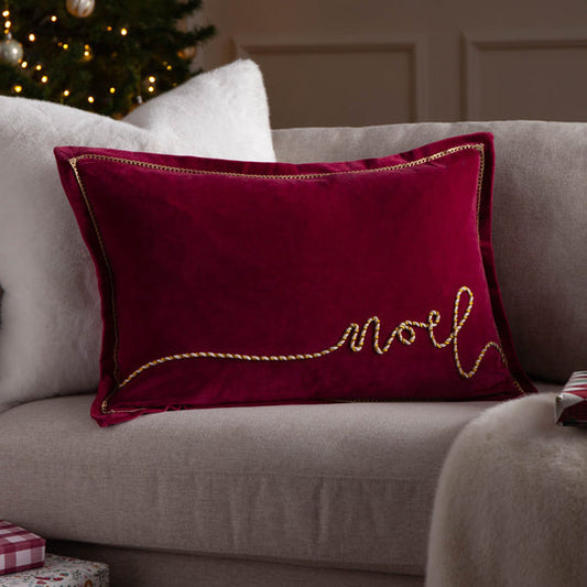 Festive Red Noel Cushion